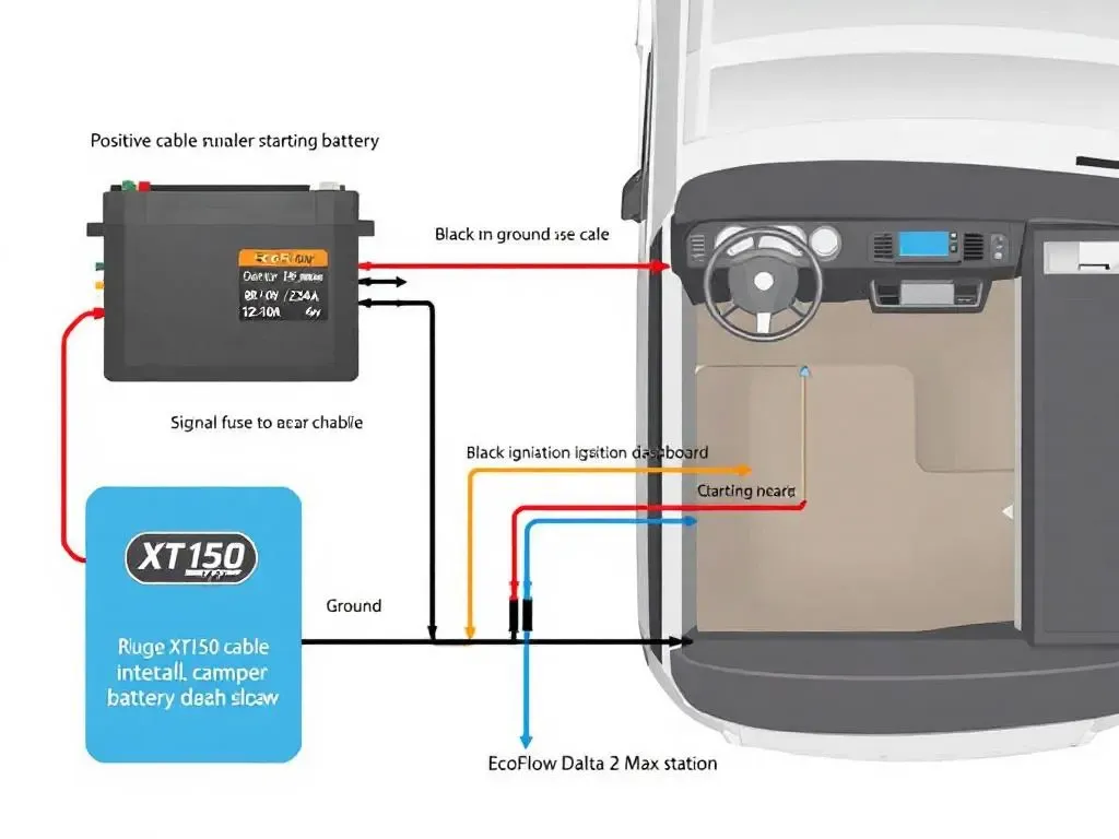 Esquema de instalación EcoFlow Alternator Charger en furgoneta