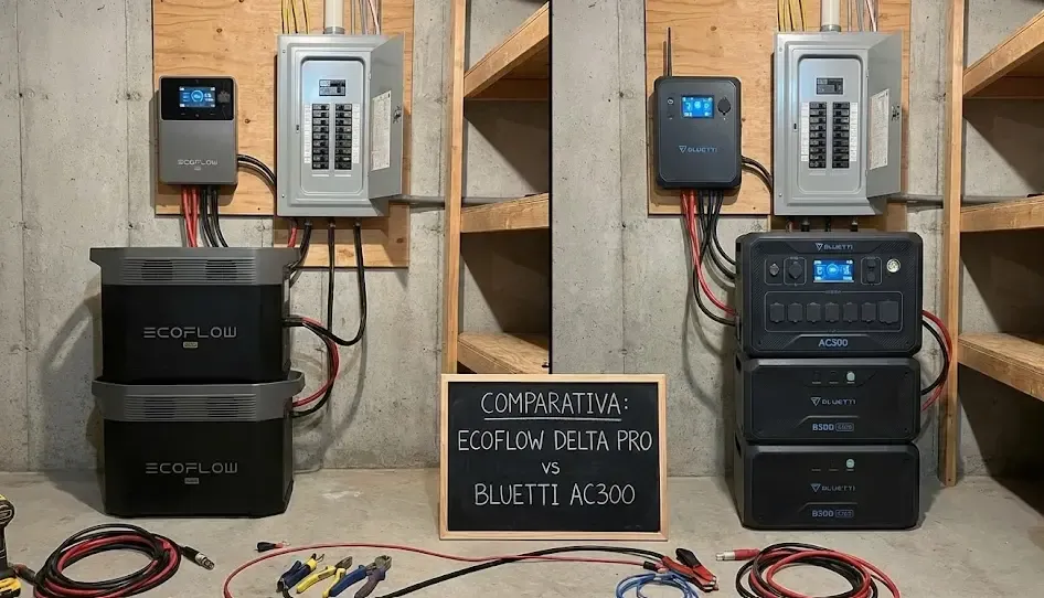 Sistema de respaldo doméstico EcoFlow Delta Pro vs Bluetti AC300