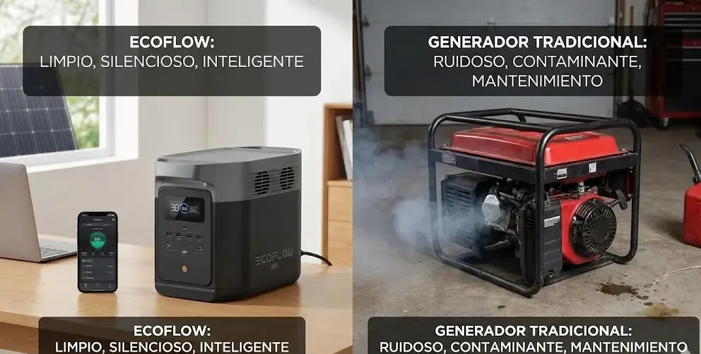 Comparativa entre EcoFlow y generador tradicional