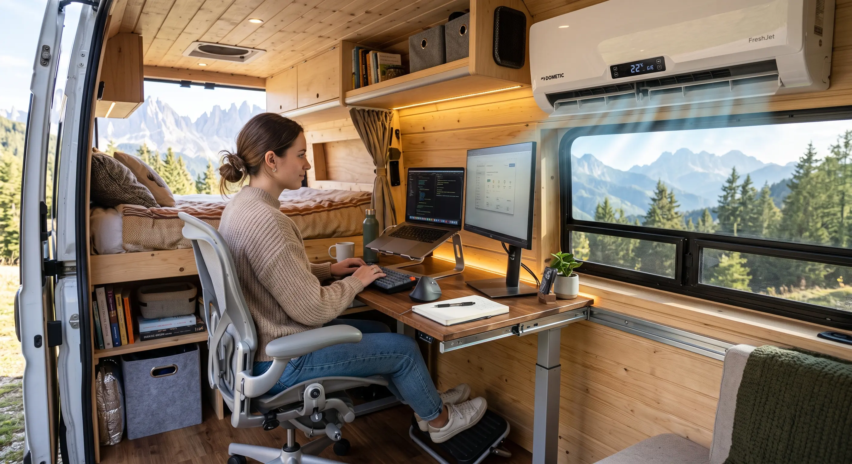 Escritorio Camper para Teletrabajar: Ergonomía, Climatización y Consumo 2026