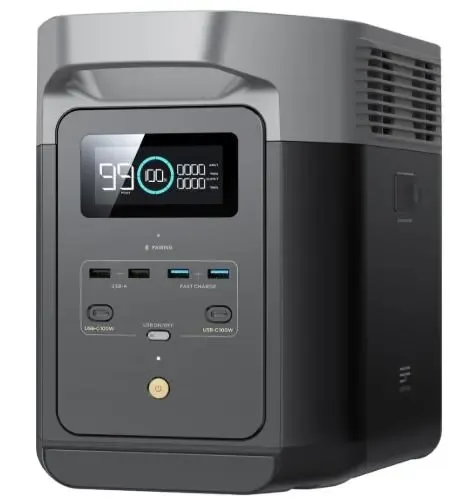 EcoFlow Delta 2 analizada en furgoneta camper con gráficas de consumo