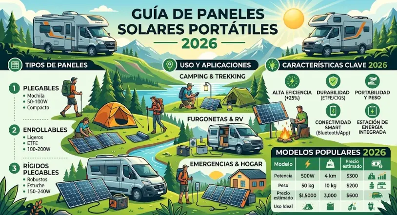Mejor Panel Solar Portátil 2026: Guía de Compra y Conexión (Opinión Real)
