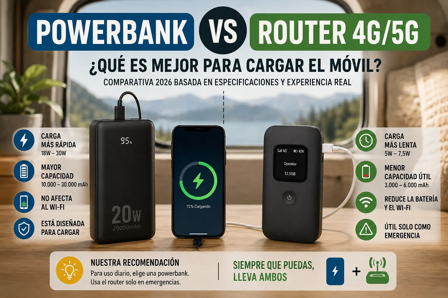 Powerbank vs Router para Cargar el Móvil: Qué Opción Elegir en 2026
