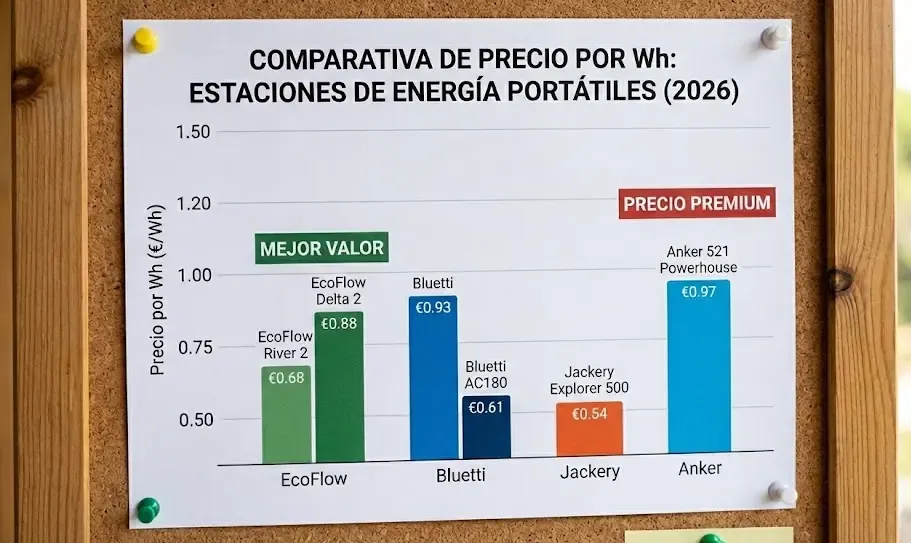 comparativa de precio por Wh en estaciones de energía portátiles