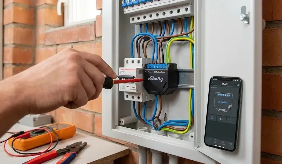 Instalación de un relé inteligente Shelly en cuadro eléctrico para controlar termo