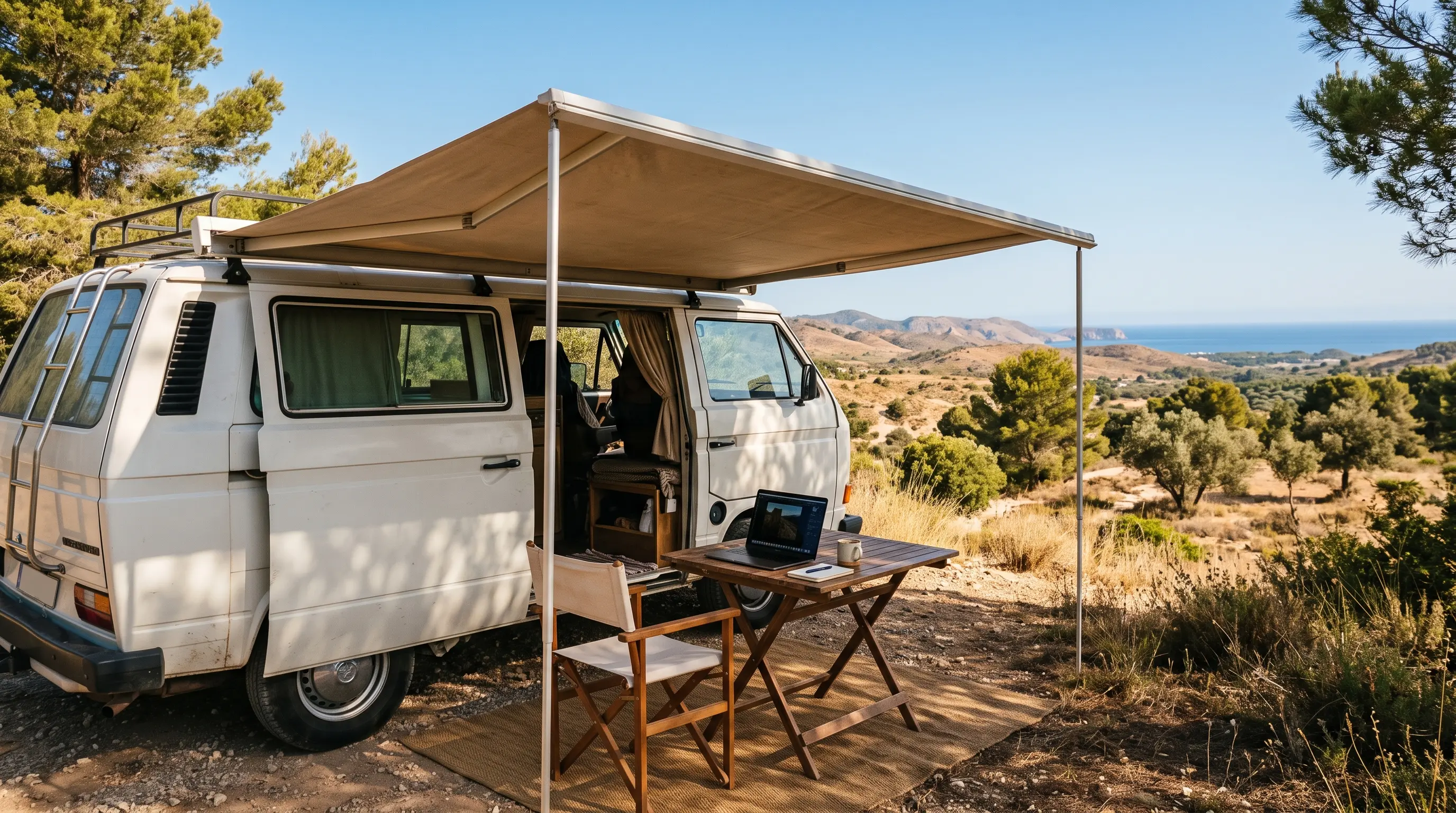 Trabajar fuera o dentro de la camper en verano: sombra vs ventilador y consumo (2026)