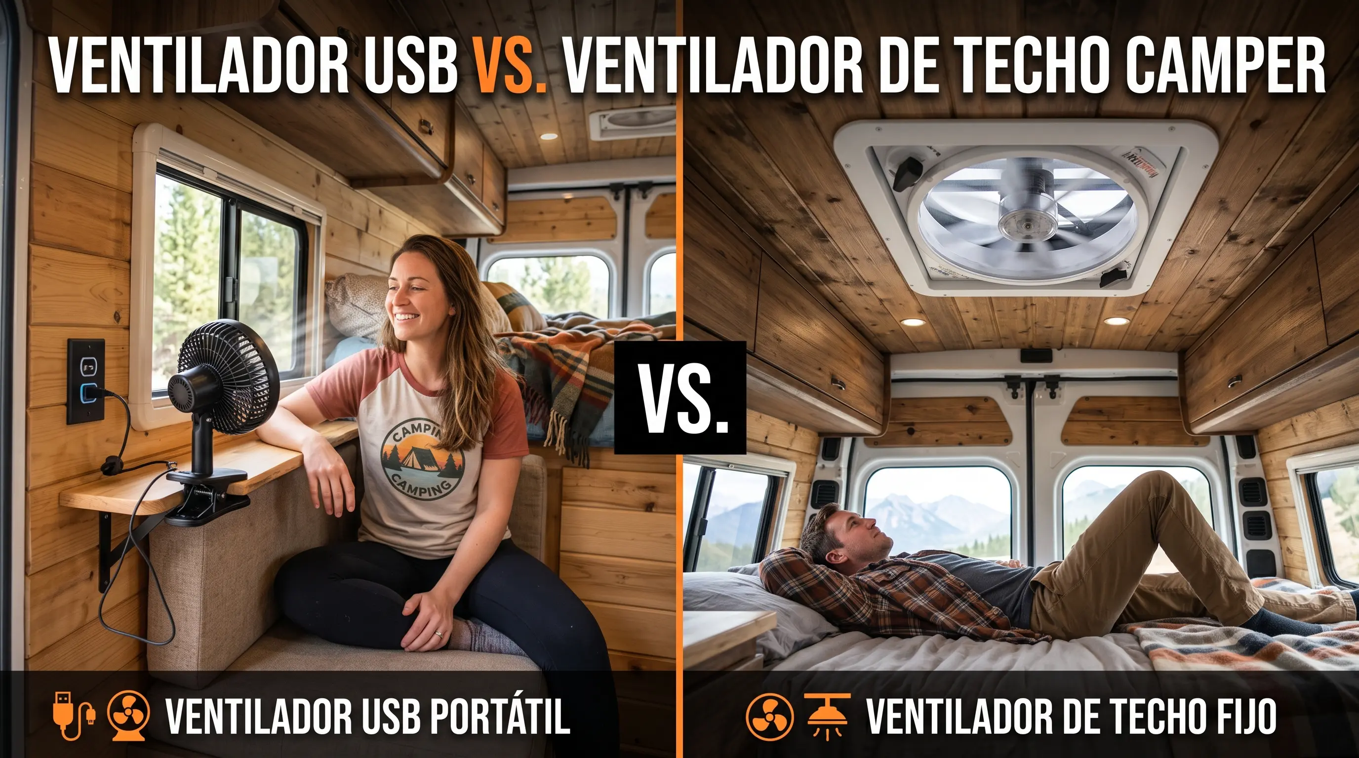 Ventilador USB vs 12V para camper: consumo, ruido y cuál elegir en 2026